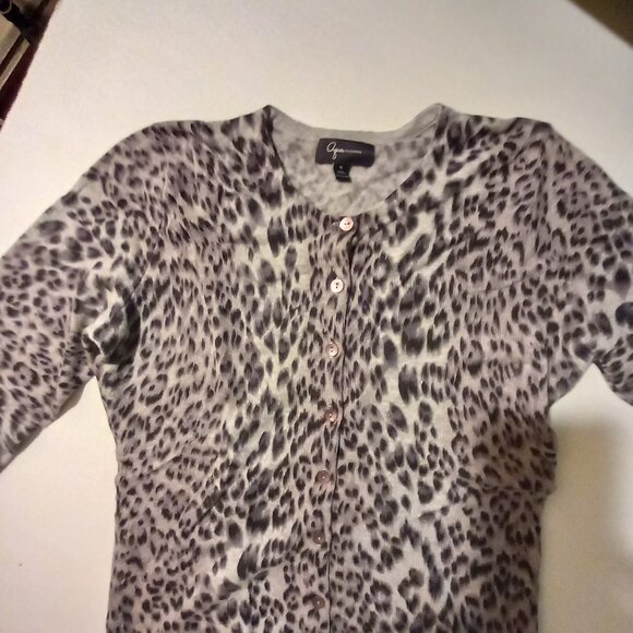 AQUA brand Leopard CASHMERE cardigan M - Picture 5 of 5